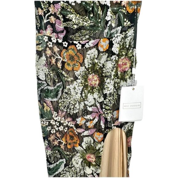 Mac Duggal Women's Embellished Floral One Shoulder Gown Black Multi Size 4 NWT - Picture 8 of 14